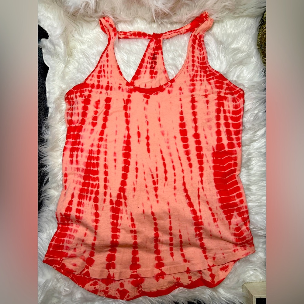 Balance Collection Women’s Cantaloupe Tie-Dyed Racerback Athleisure Tank!